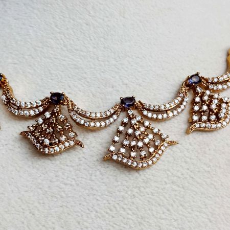 Handmade Brass Metal Jewellery Fan Necklace Set